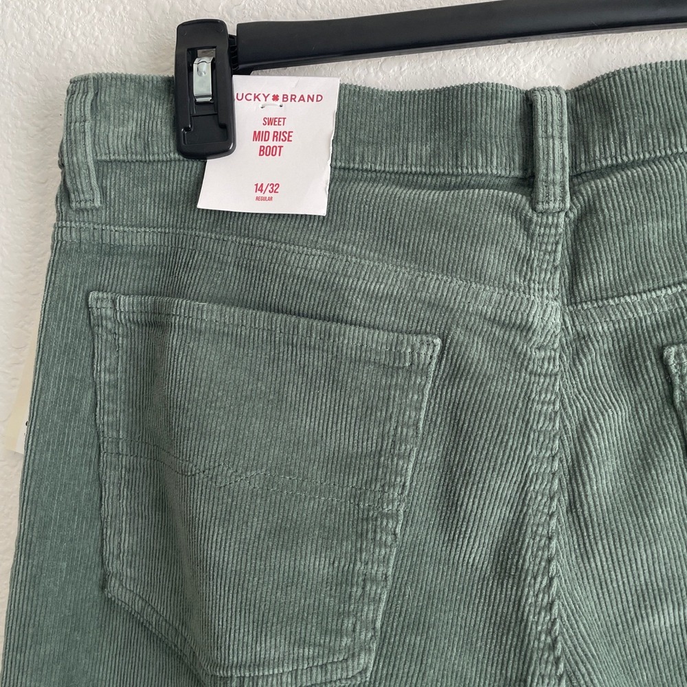 Lucky Brand Mid Rise Sweet Boot Cut Corduroy Pants Fairytale Green 14/32R NWT - Picture 8 of 10